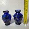 Venetian Art Glass Vases with Silver Floral Design - 5