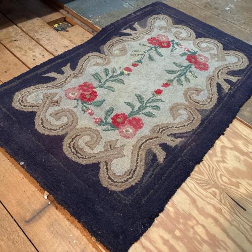 Hand-Hooked Floral Rug, 24"x38"