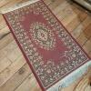 Oriental Area Rug with Red Medallion Pattern, 42"x24" - 8