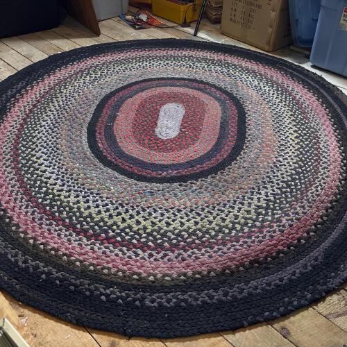 Vintage Round Braided Area Rug, 71"x65"