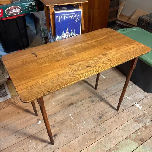 Vintage Wooden Sewing Desk with Ruler Inlay