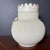 Ornate Barbotine Ceramic Vase with Bird, Nest & Floral Relief - 3
