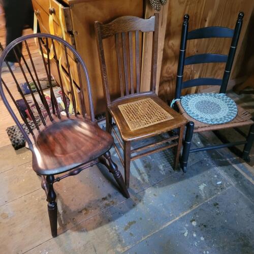 Antique Side Chairs and Ladder Back Rocker