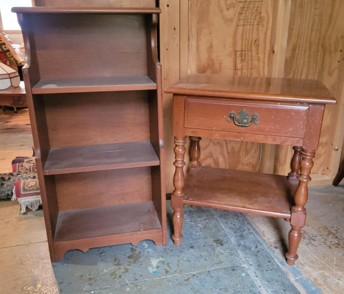 Baumritter Ethan Allen Nightstand and Open Bookshelf in Cherry