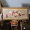 Victorian-Style Ornate Gilt Picture Frame and God Bless Our Home Needlework - 2