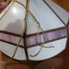 Stained Glass Hanging Lamp With Pink and White Panels - 3