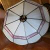 Stained Glass Hanging Lamp With Pink and White Panels - 5