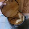 Wooden Butter Churn Crock with Eagle Motif and Handle - 4