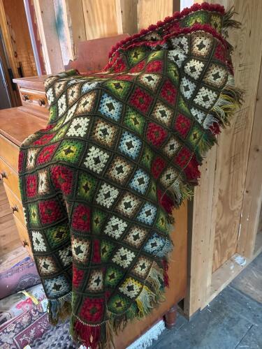 Handmade Multicolor Granny Square Crochet Afghan Blanket