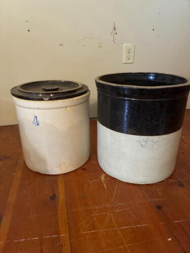 Stoneware Crocks -Two Large