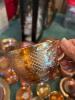 Iridescent Marigold-Style Carnival Glass Dinnerware Set - 7