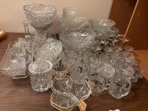 Large Collection of Pressed Glass Tableware