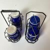 Cobalt Blue Glass Shakers and Jars with Metal Caddies - 2