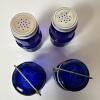 Cobalt Blue Glass Shakers and Jars with Metal Caddies - 4