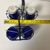 Cobalt Blue Glass Shakers and Jars with Metal Caddies - 7