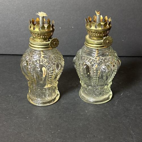 Pair of Miniature Glass Oil Lamps