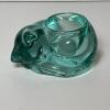 Green Glass Sleeping Cat Tealight Holder