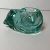 Green Glass Sleeping Cat Tealight Holder - 3