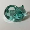 Green Glass Sleeping Cat Tealight Holder - 4