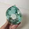 Green Glass Sleeping Cat Tealight Holder - 5