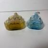Amber and Blue Glass Violin-Shaped Bottles - 3