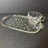 Four Clear Glass Snack Trays with Matching Cups - 7