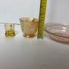 Assorted Pink and Amber Glassware - 10