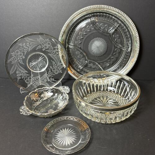Glass Serving Pieces with Crystal Bowl