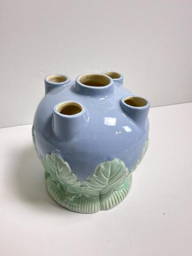 Miyata Ware Japanese Multi-Spout Blue and Green Vase