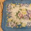 Floral Blue-Fringed Machine-Made Acrylic Rug, 21"x33" - 2