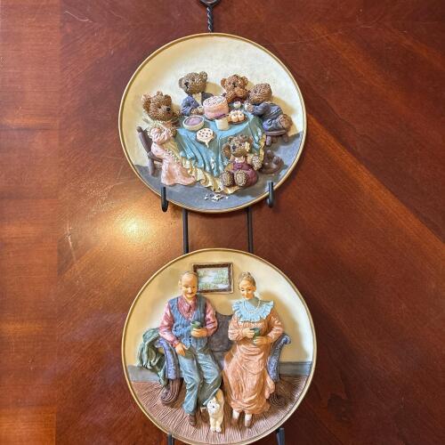 Pair of Rustic 3D Decorative Wall Plates
