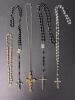 Sterling Silver Crystal Bead Rosary with Crucifix and Four Additional Rosaries