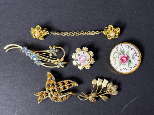 Vintage Floral and Enamel Brooches and Pins
