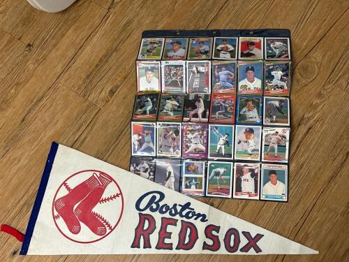 Roger Clemens Baseball Cards and Boston Red Sox Pennant