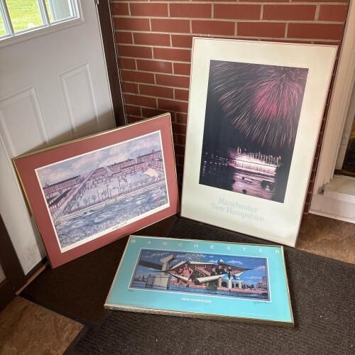 Three Framed Manchester New Hampshire Prints