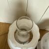 Pair of Milk Glass Hurricane Lamps With Floral Motif - 3