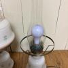 Pair of Milk Glass Hurricane Lamps With Floral Motif - 4