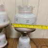 Pair of Milk Glass Hurricane Lamps With Floral Motif - 8