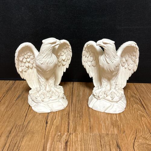 Vintage Pair of A. Giannelli White Eagle Figurines, Signed