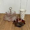 Lenox Vase with Decorative Glass Serving Pieces