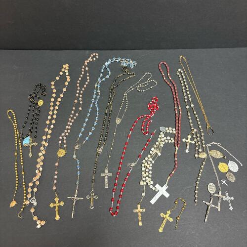 Catholic Rosaries, Crucifixes, and Religious Medals Assortment