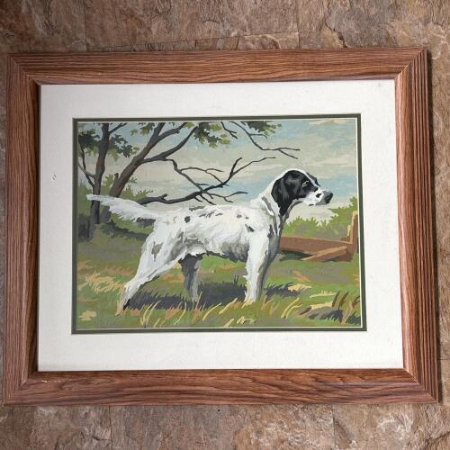 Painting of Pointer Dog in Field, 24"x19"