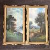 Pair of Gilt Ornate Framed Landscapes, 13"x23"