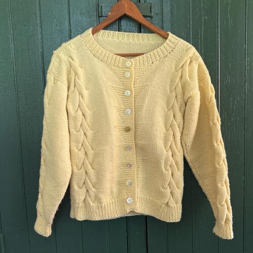 Cream Cable Knit Cardigan Sweater