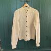 Aran-Style Cream Wool Buttoned Cardigan Sweater