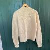 Aran-Style Cream Wool Buttoned Cardigan Sweater - 8
