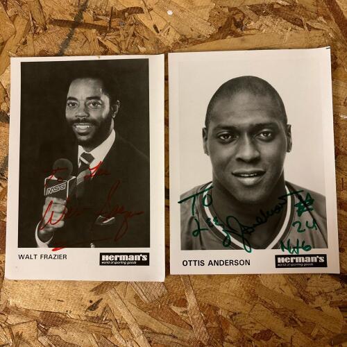 Signed Walt Frazier & Ottis Anderson Herman's Promo Photos
