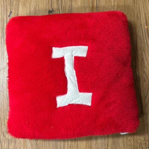 Red Felt Pillow with White Letter I