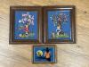 Approx 11" x13" and 8" x 6" Framed Needlepoint Pictures, Child and Animal Motifs
