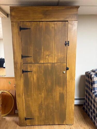 Primitive Wooden Cabinet with Iron Hardware